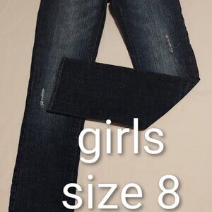 EUC Levis straight Girls Jeans Adjustable Waistband Size 8 Regular Pant Denim